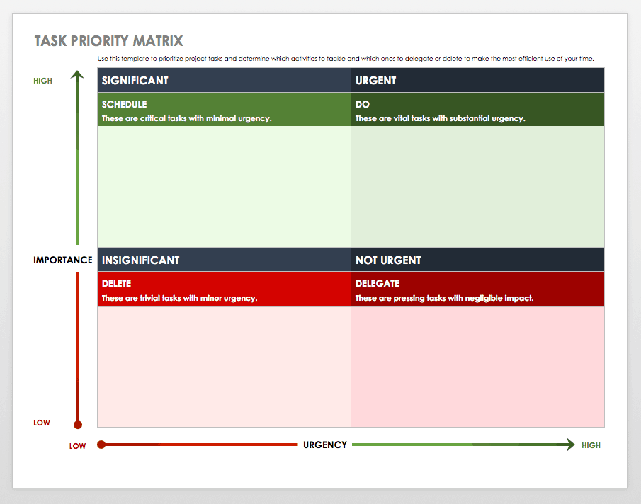 Task Priority Matrix Excel Template Free Free Printable Templates