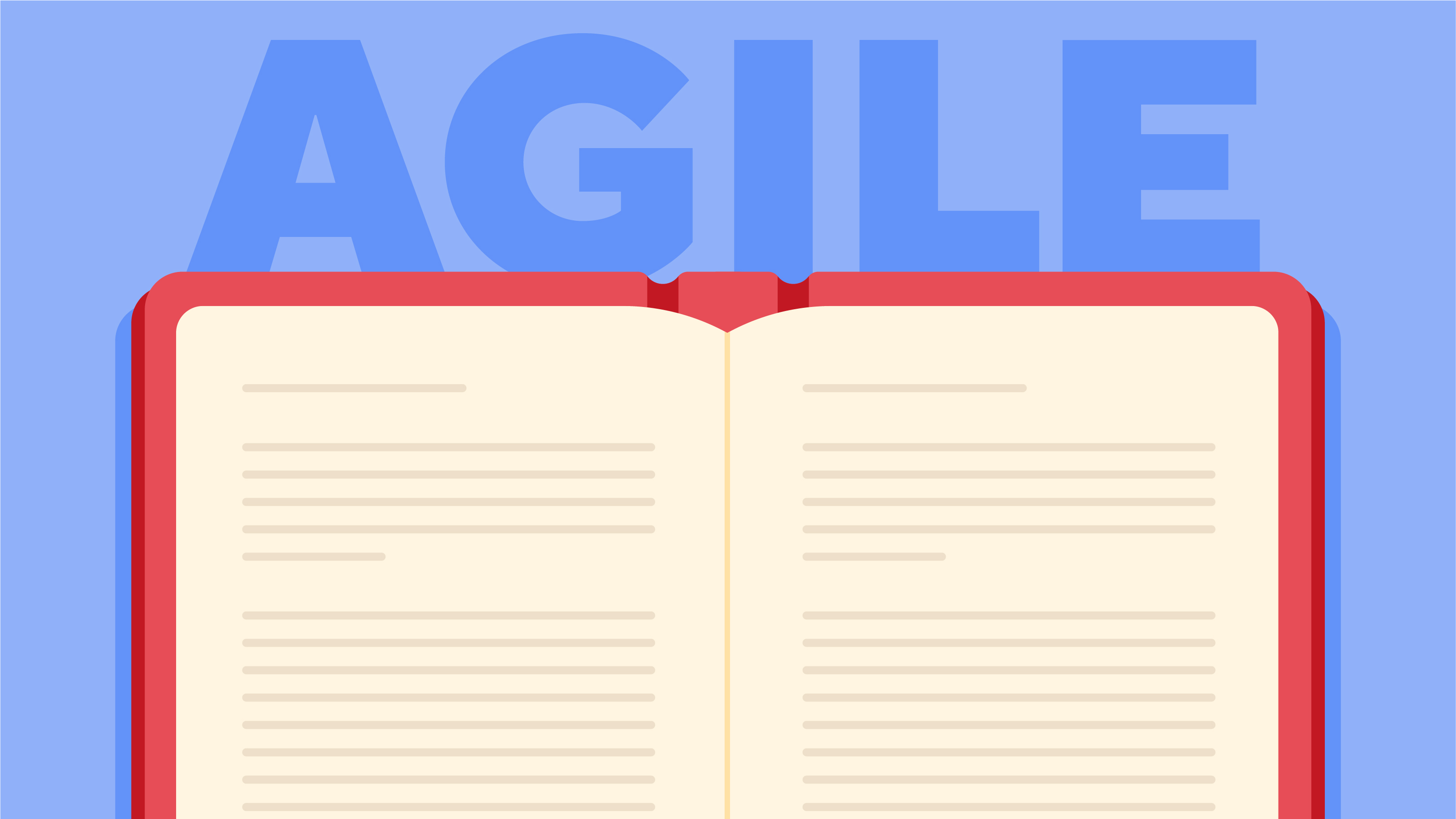 An open book with "AGILE" written in capital letters