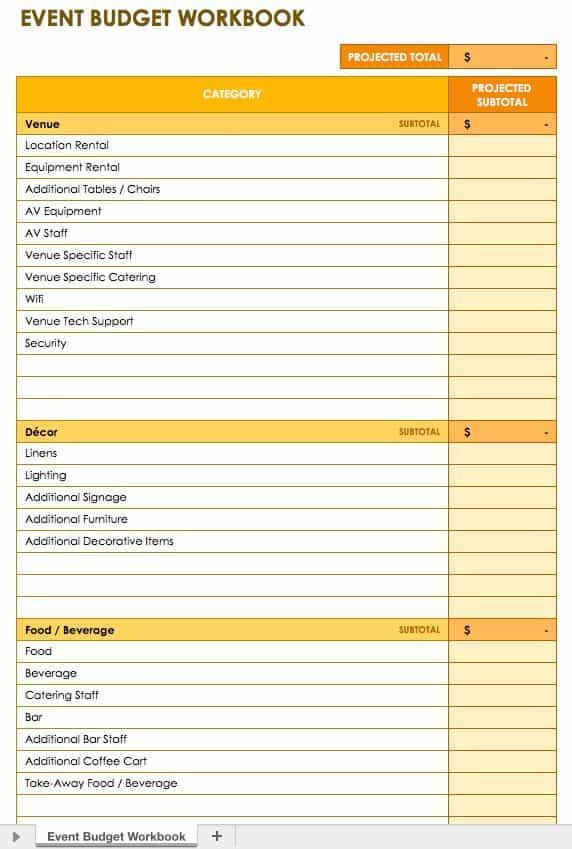 Free Event Budget Templates Smartsheet