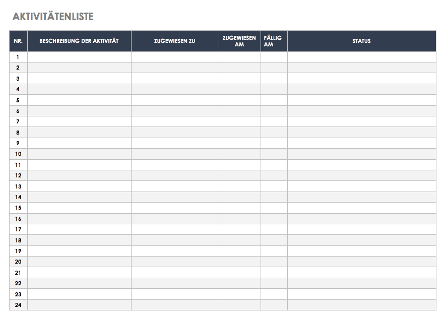 Kostenlose Vorlagen Aufgaben Checklisten Smartsheet