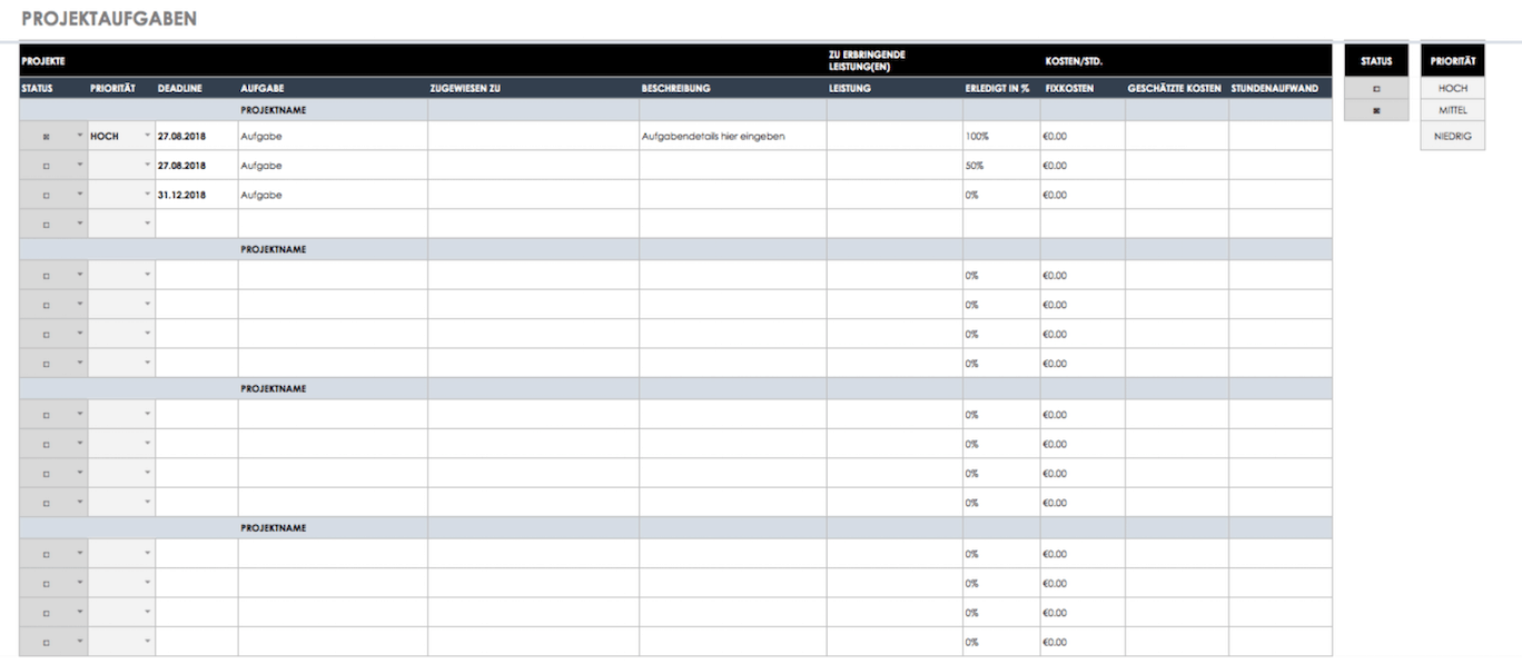 Kostenlose Vorlagen Aufgaben & Checklisten | Smartsheet