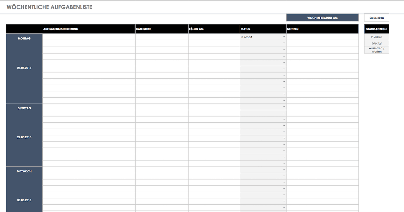 Kostenlose Vorlagen Aufgaben Checklisten Smartsheet