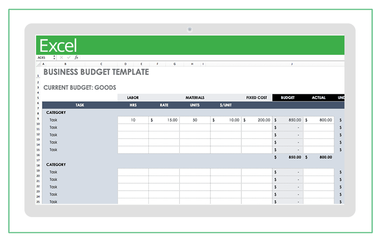 excel personal budget planner template