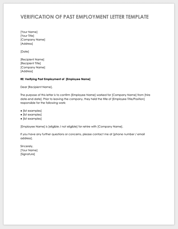sample employment letter