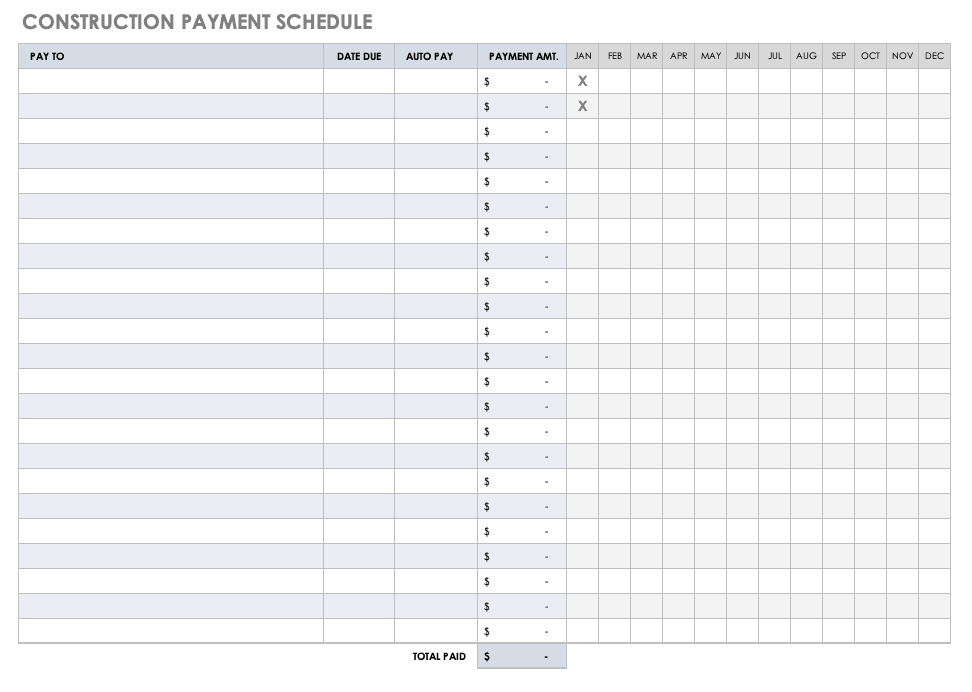 Free Construction Calendar Templates Smartsheet