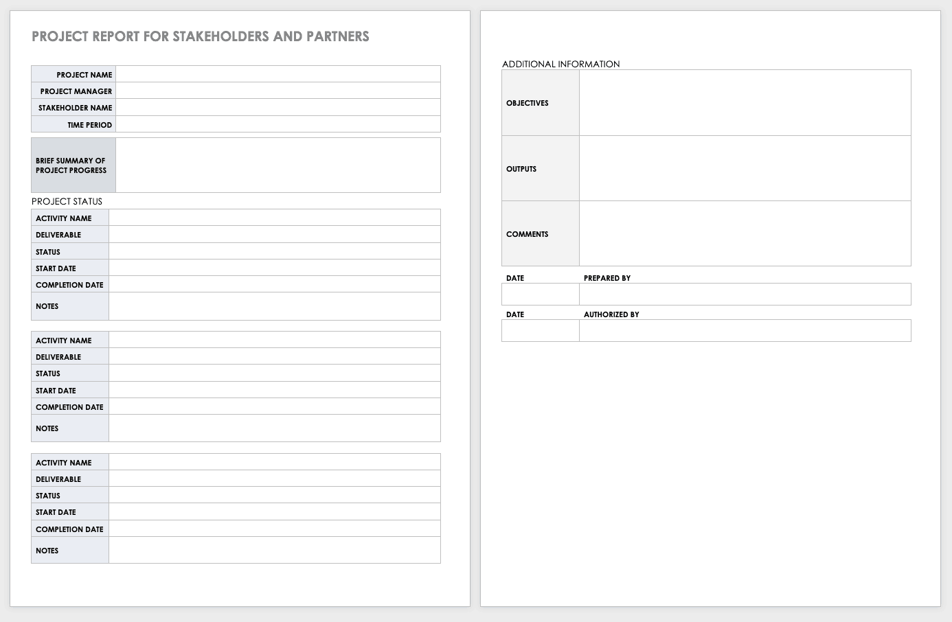 Project Report for Stakeholders and Partners Template