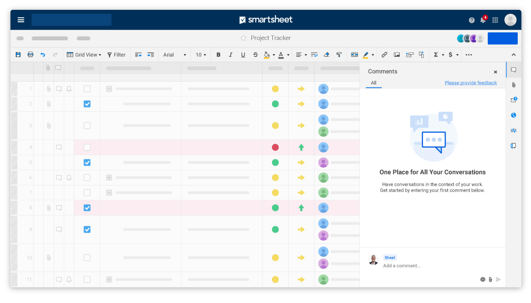 An image of a blank conversations screen in Smartsheet