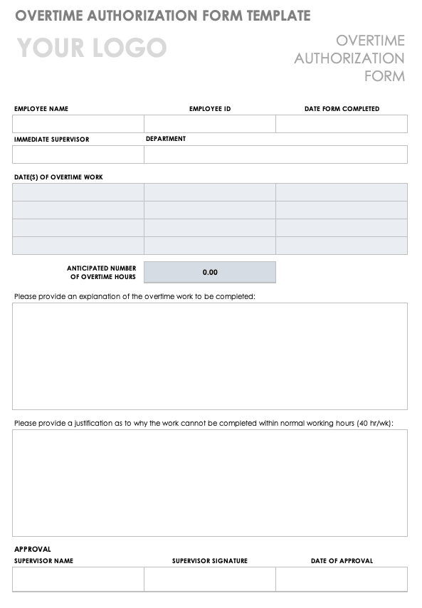 Free Overtime Request Forms | Smartsheet