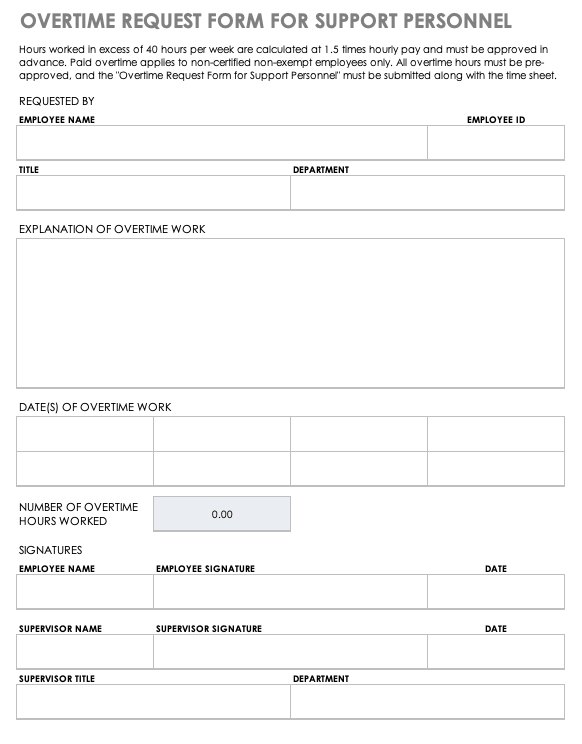 Overtime Agreement Template | PDF Template