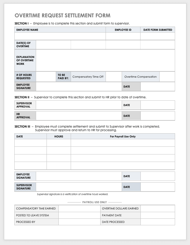 Overtime Request Form Template Word