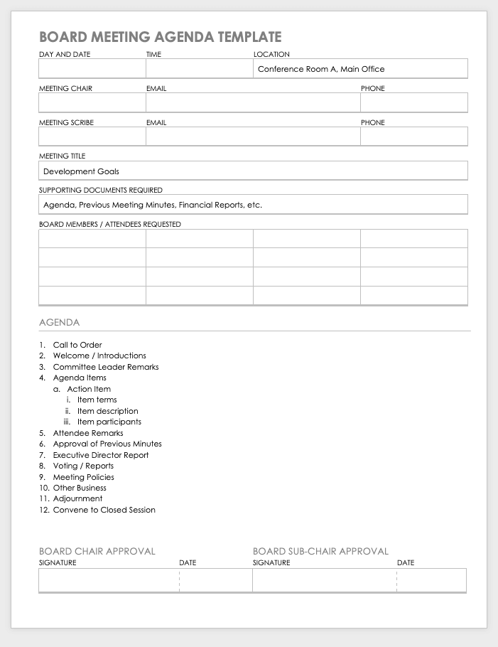 meeting agenda template word 2022