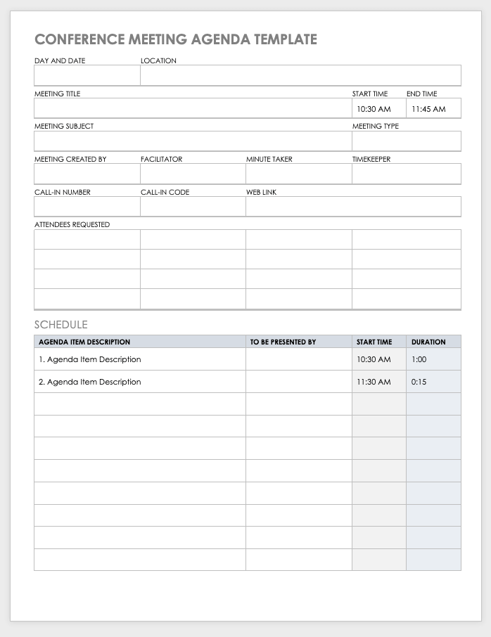 10 Free Meeting Agenda Templates For Microsoft Word Smartsheet