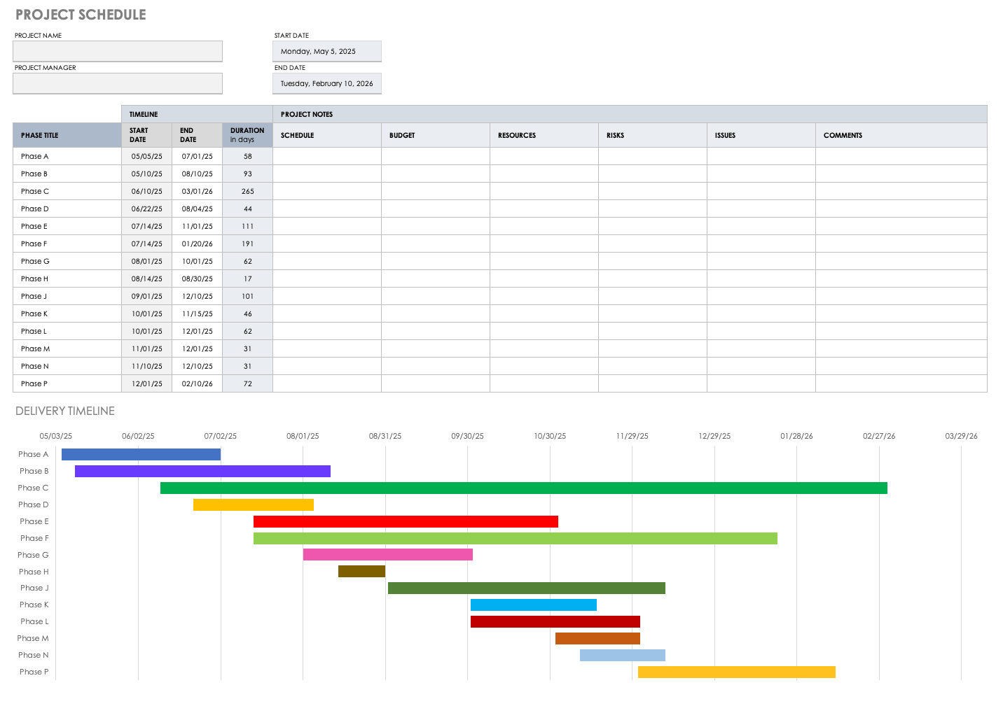 Project Management Network Diagram Template Excel