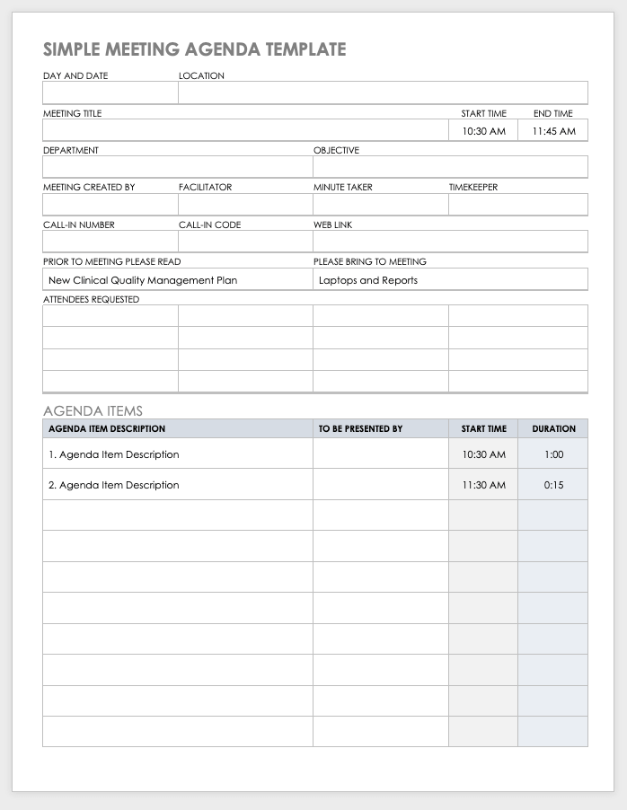 free meeting agenda template download