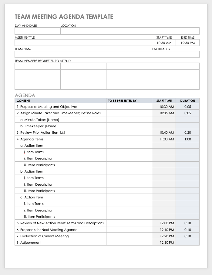 10+ Free Meeting Agenda Templates for Microsoft Word Smartsheet