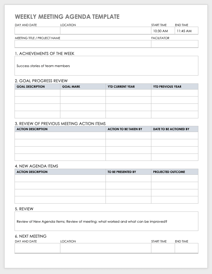 10+ Free Meeting Agenda Templates for Microsoft Word Smartsheet