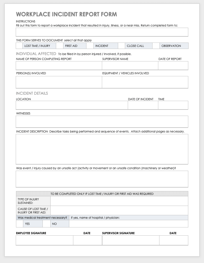 Free Accident Report Form Template Uk Printable Templates