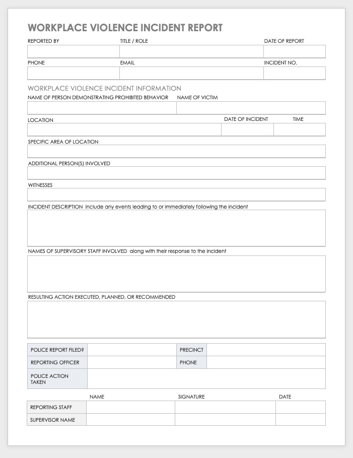  Free Workplace Incident Report Form Template PRINTABLE TEMPLATES