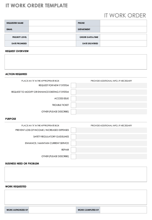 15 free work order templates  smartsheet