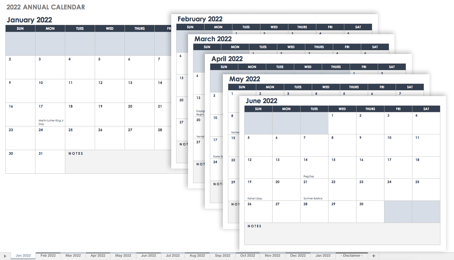 free printable excel calendar templates for 2022 on smartsheet