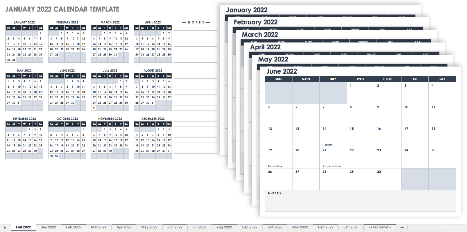 15 free 2022 monthly calendar templates smartsheet