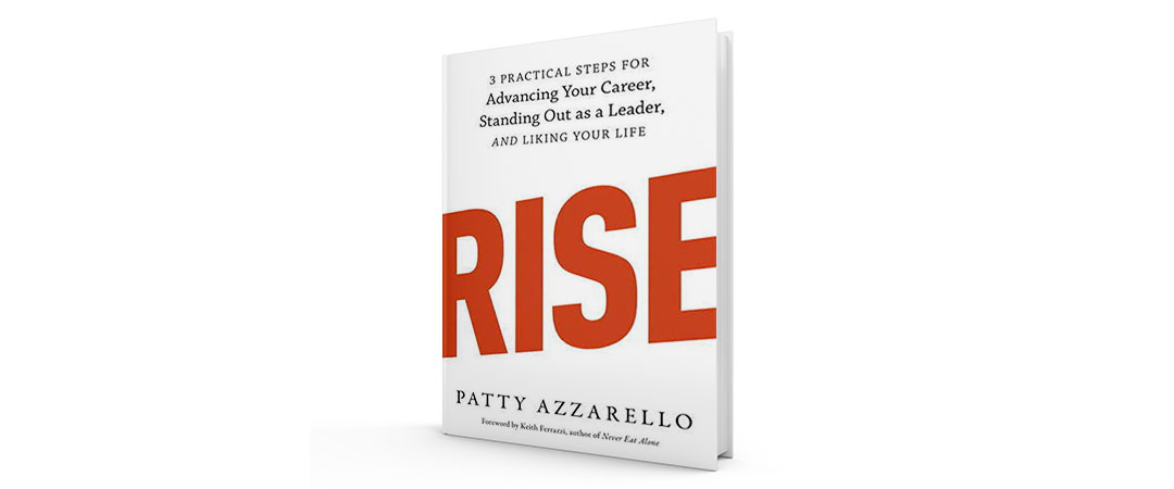 The white cover of the book Rise in red letters