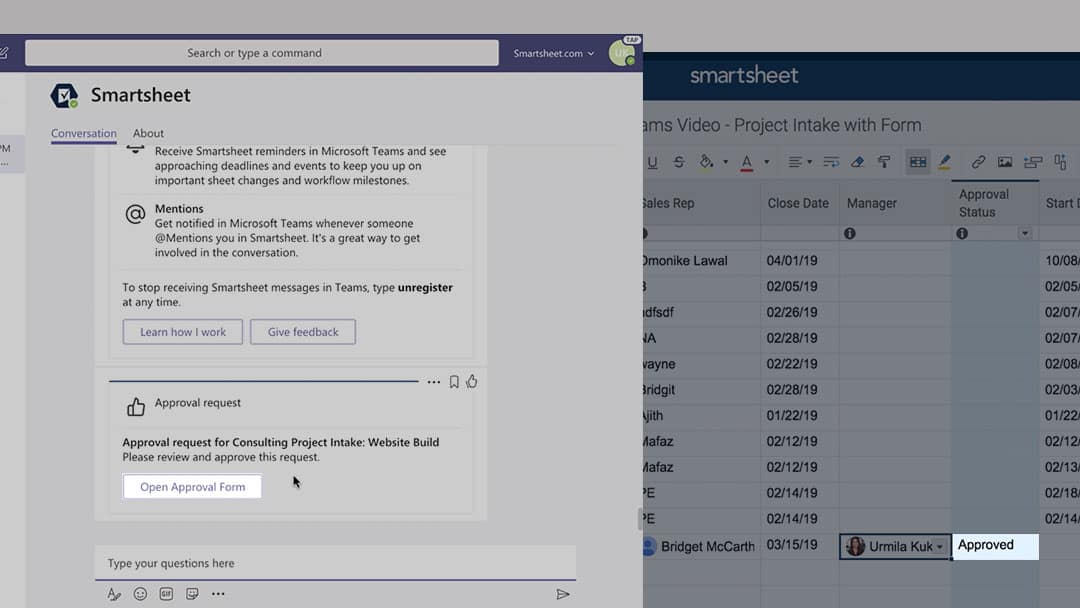 Add Smartsheet to ‘Tabs’ Within a Teams Channel