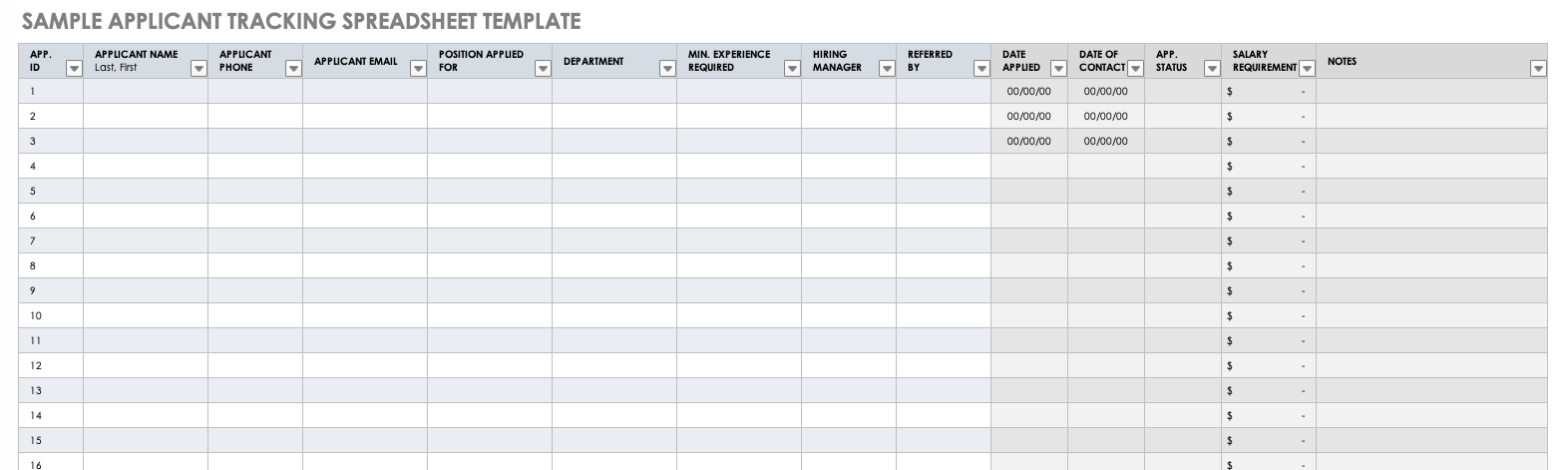 Free Applicant Tracking Spreadsheet Templates Smartsheet