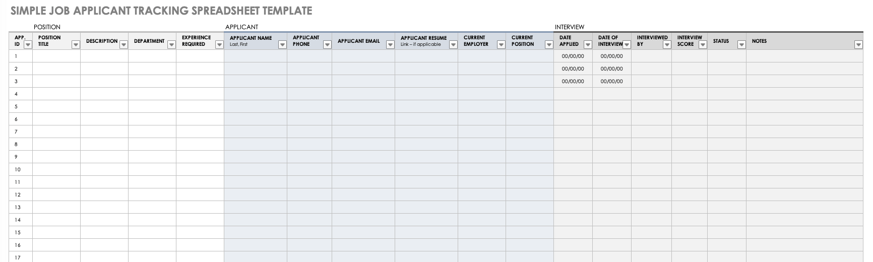 Candidate Tracker Excel Template Free Printable Word Searches