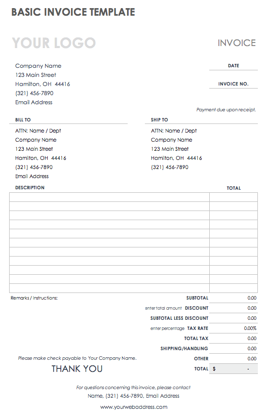 free downloadable invoice form