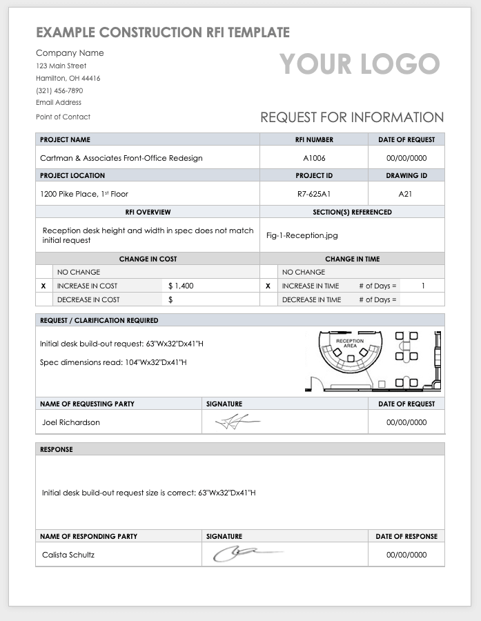 Construction Rfi Template Word