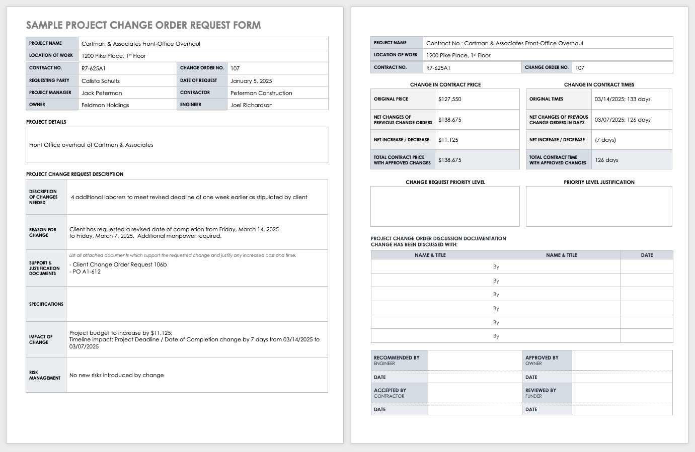 Free Construction Change Order Forms Smartsheet