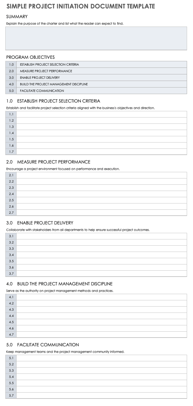 Project Initiation Document Template Project Management Society 2380