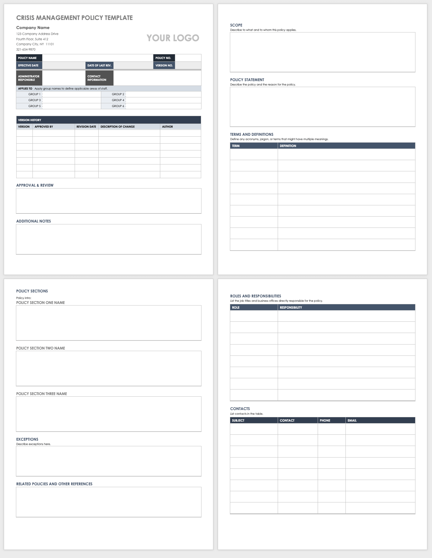 Crisis Management Policy Template