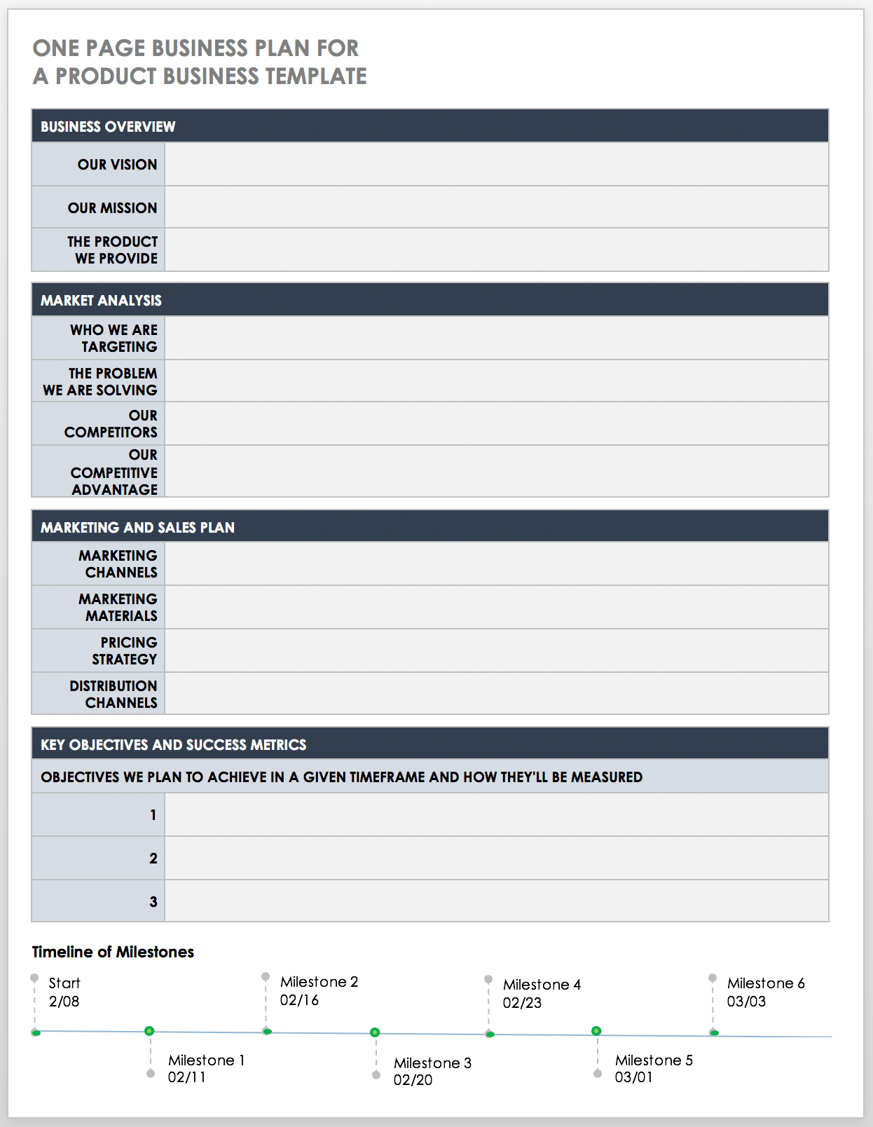 Free One-Page Business Plan Templates