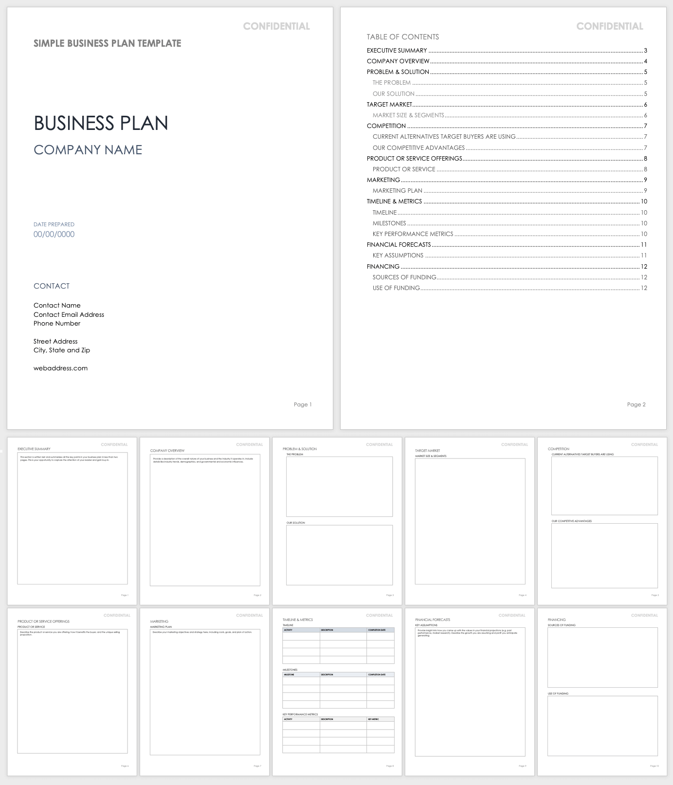 free simple business plan templates smartsheet