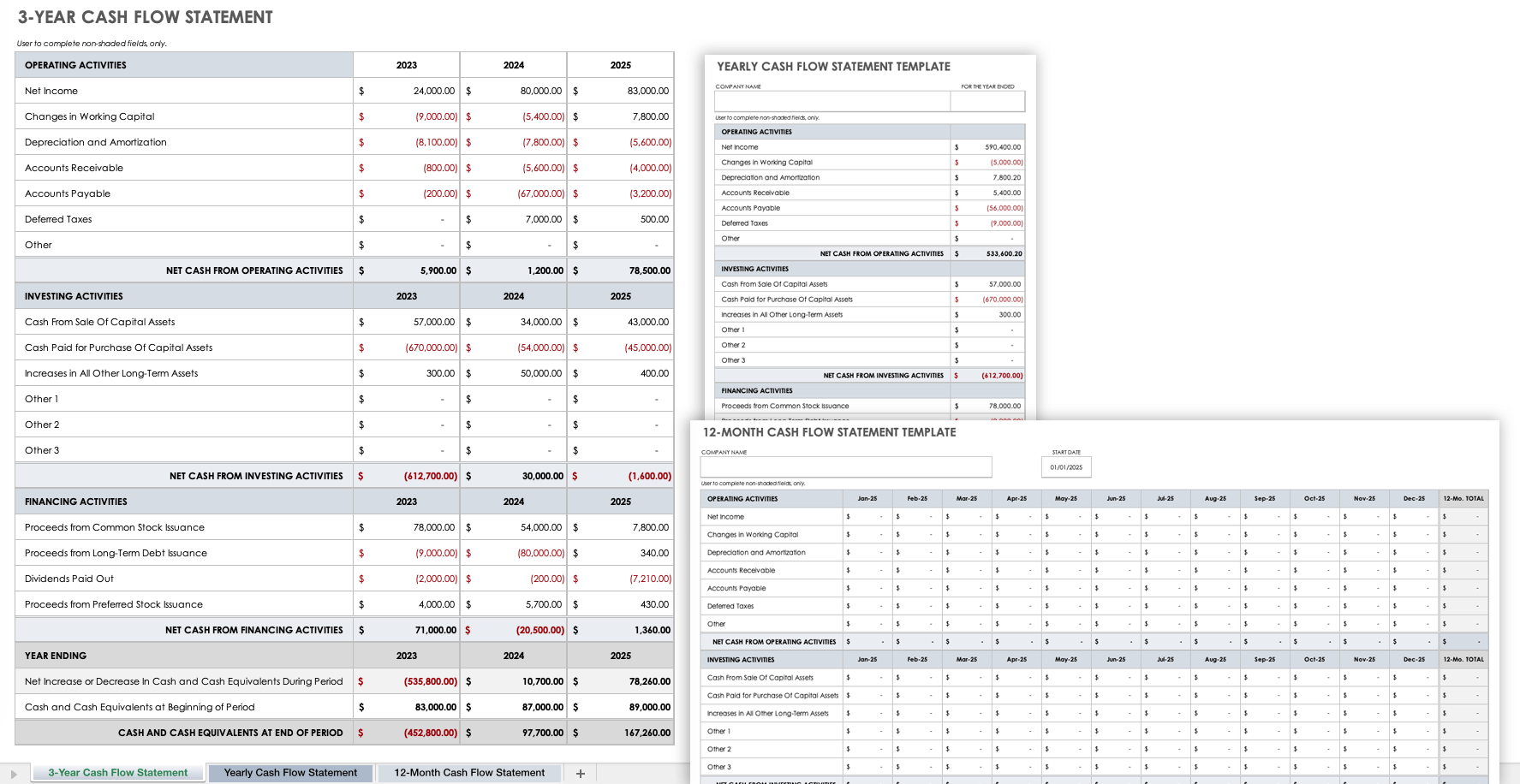 Free Cash Flow Statement Templates Smartsheet