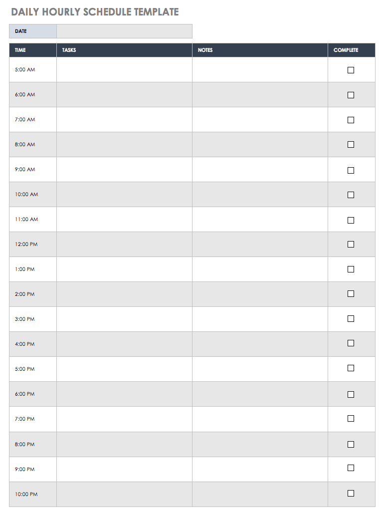 Daily Schedule Sheets Printable Summafinance