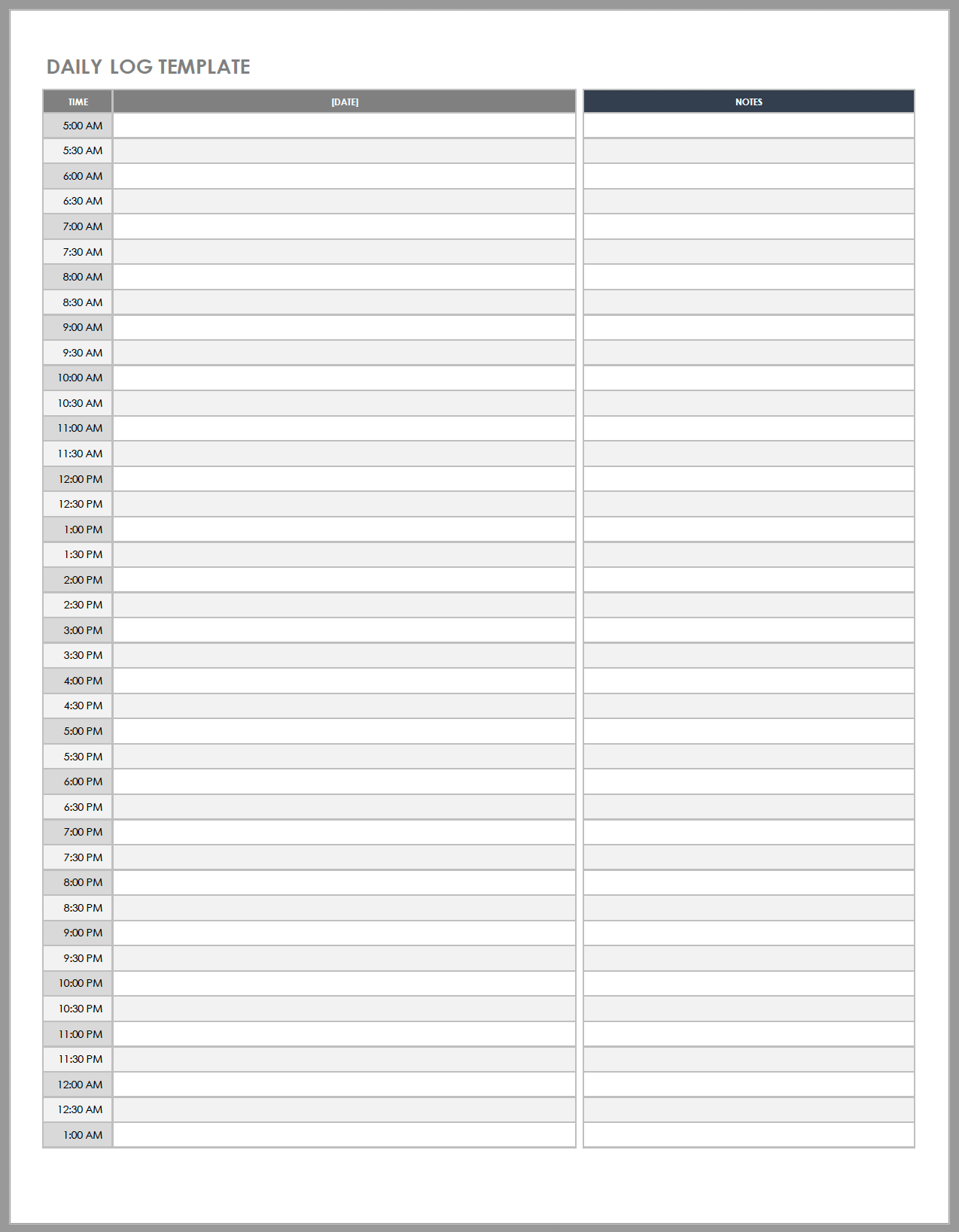 free daily work schedule template