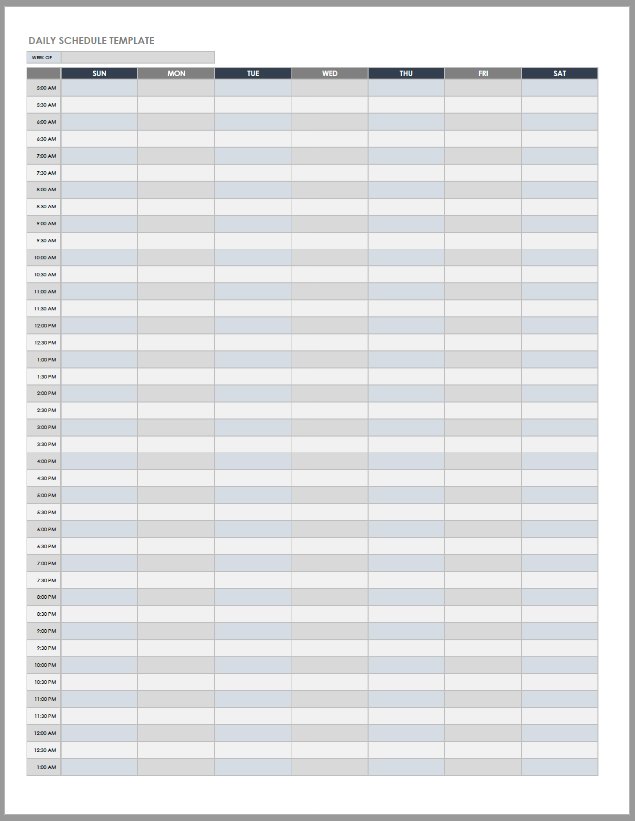 excel daily schedule template track hours