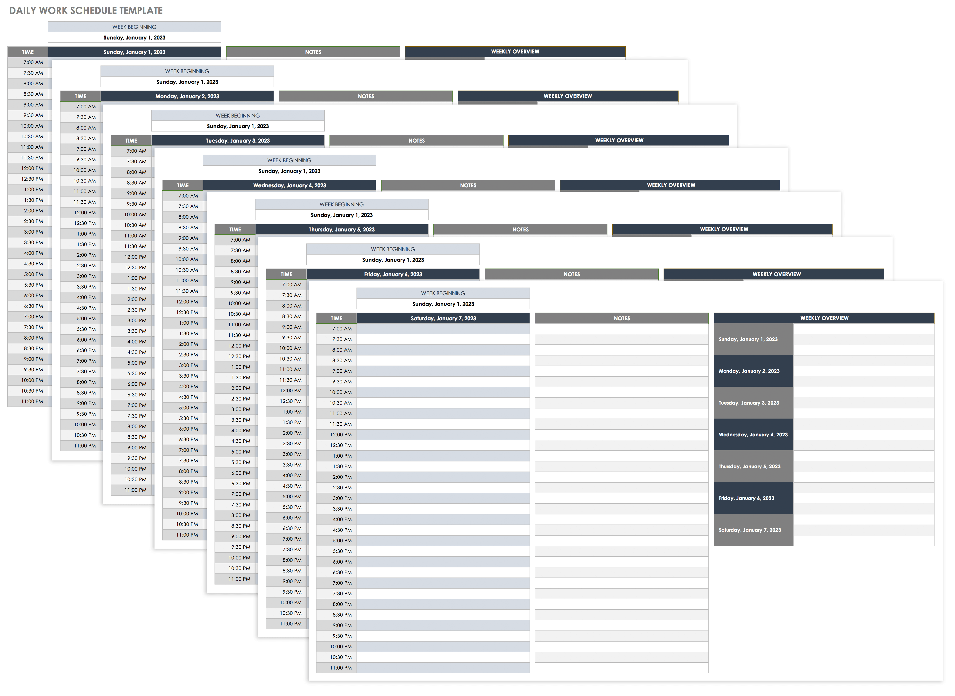 free daily work schedule template excel