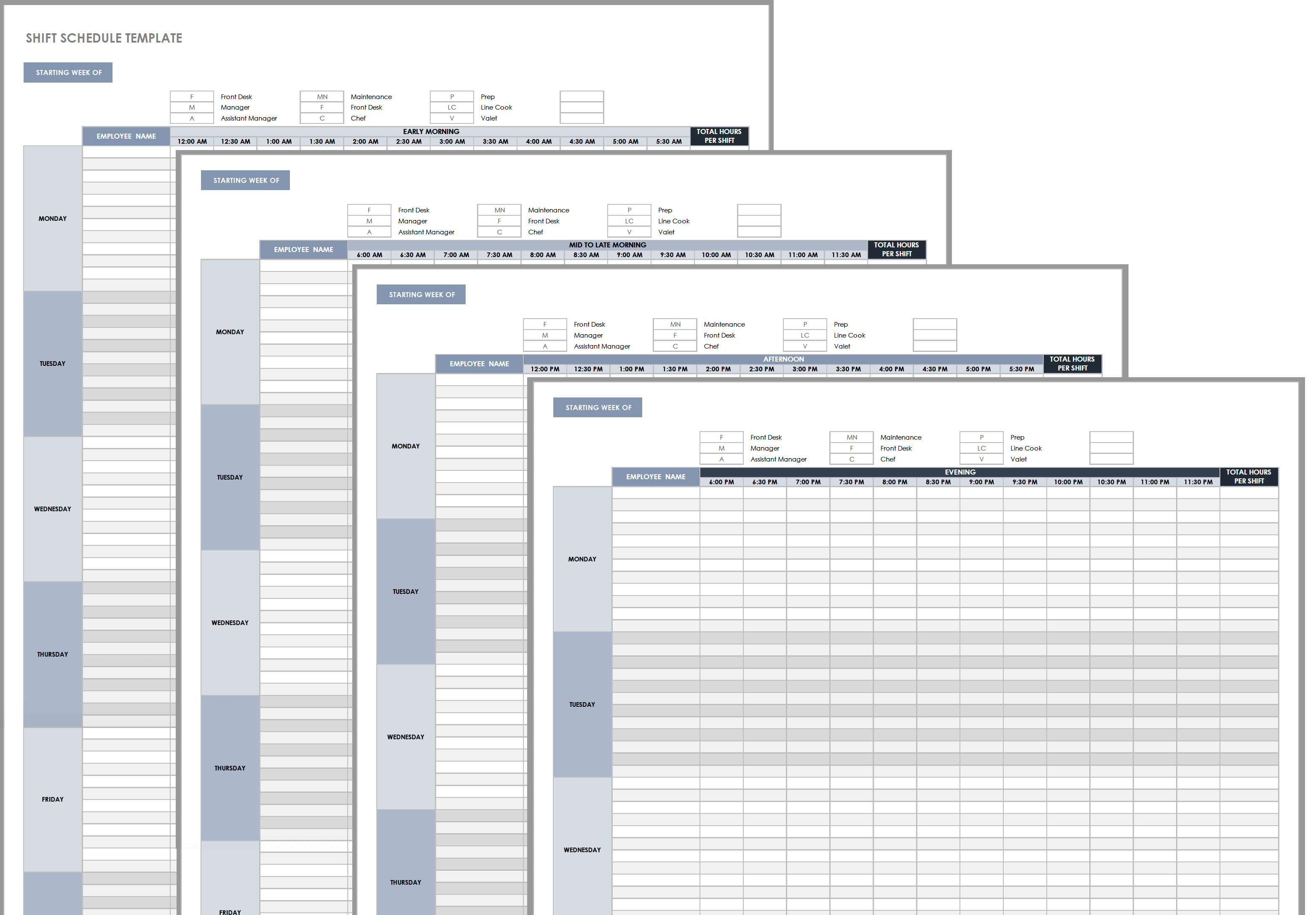 excel daily work schedule template