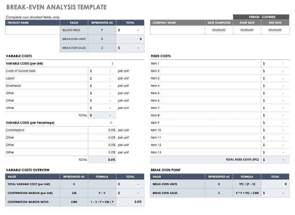 financial plan template for business plan