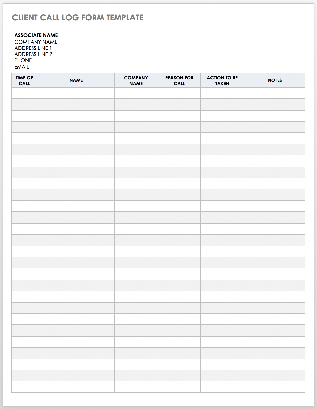 Free Client Call Log Templates | Smartsheet