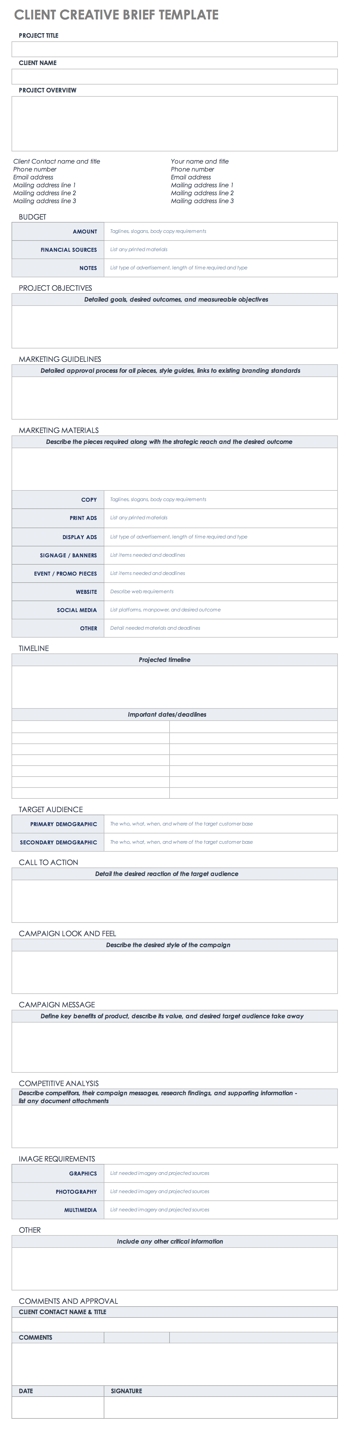 Free Creative Brief Templates - Smartsheet