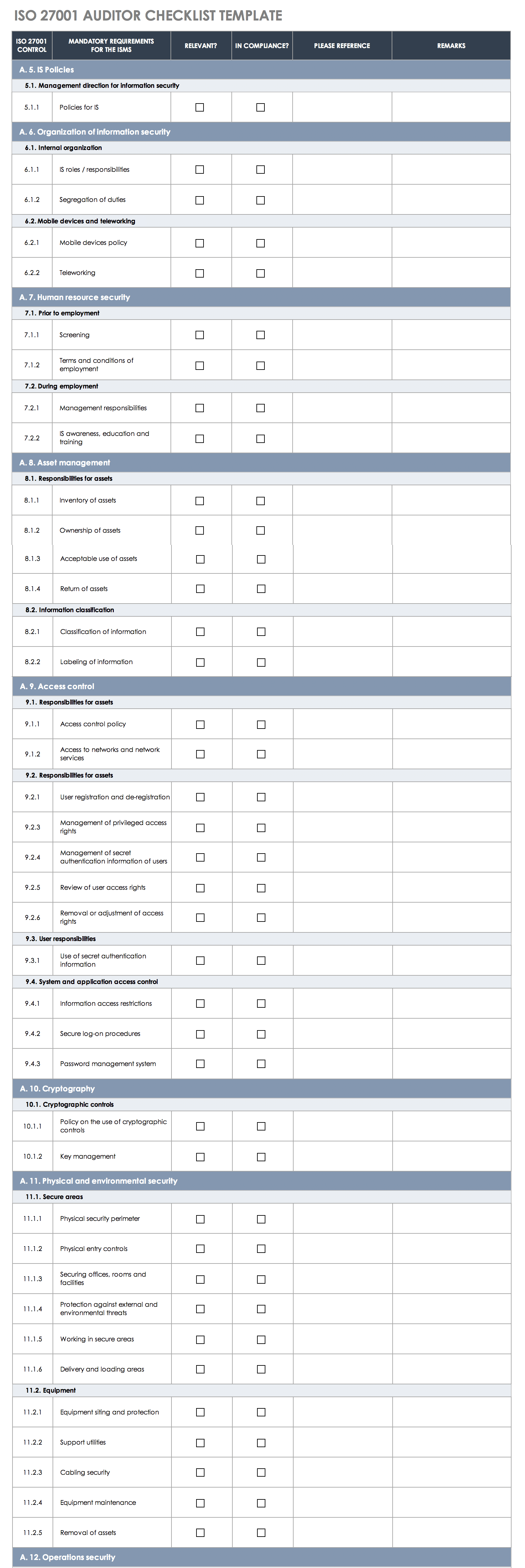 iso 90012015 audit checklist xls