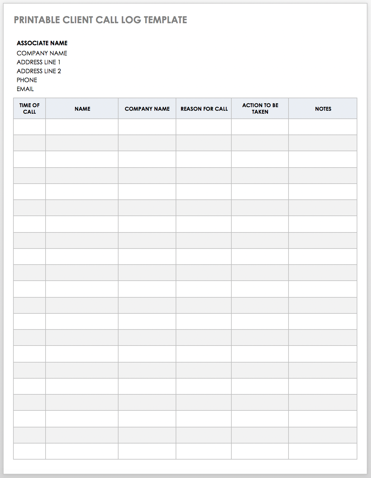 Call Logs Template from www.smartsheet.com