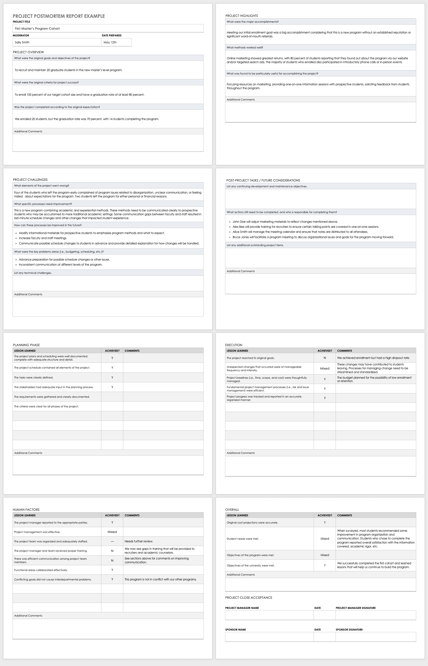 Business Post Mortem Template