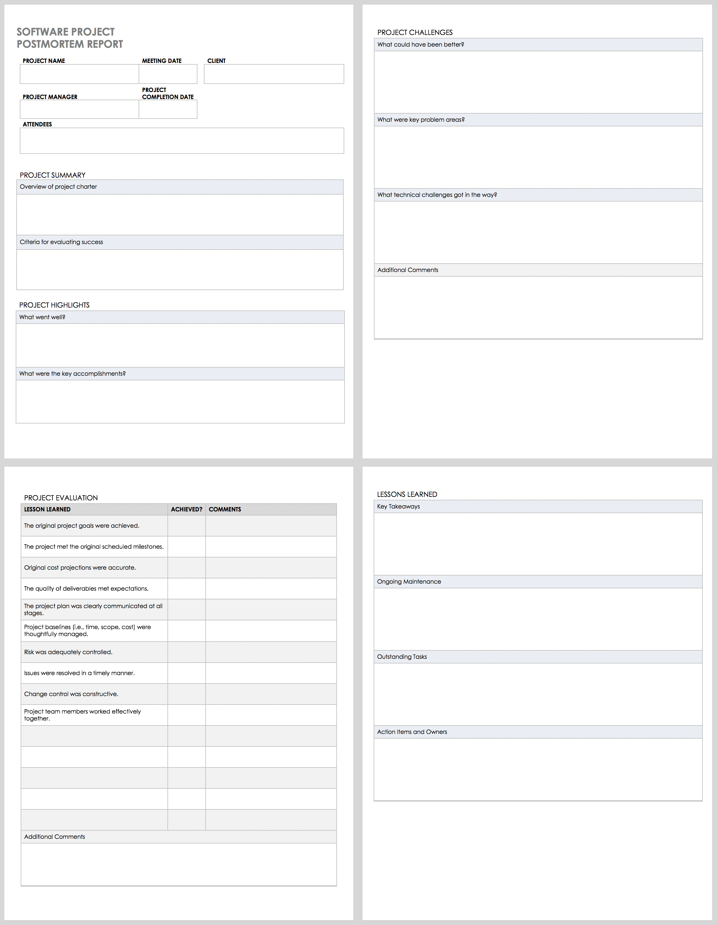 Post Mortem Template Word