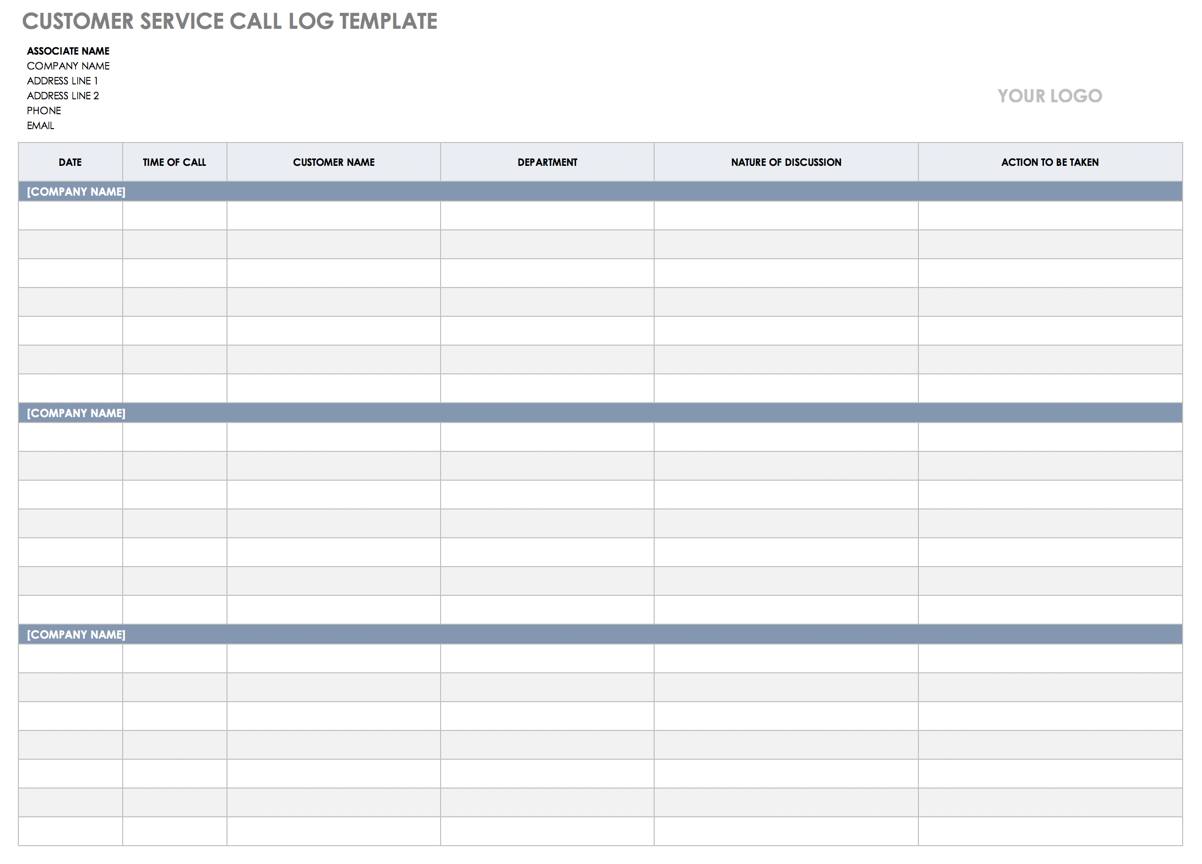 Sales Call Reports Templates Free